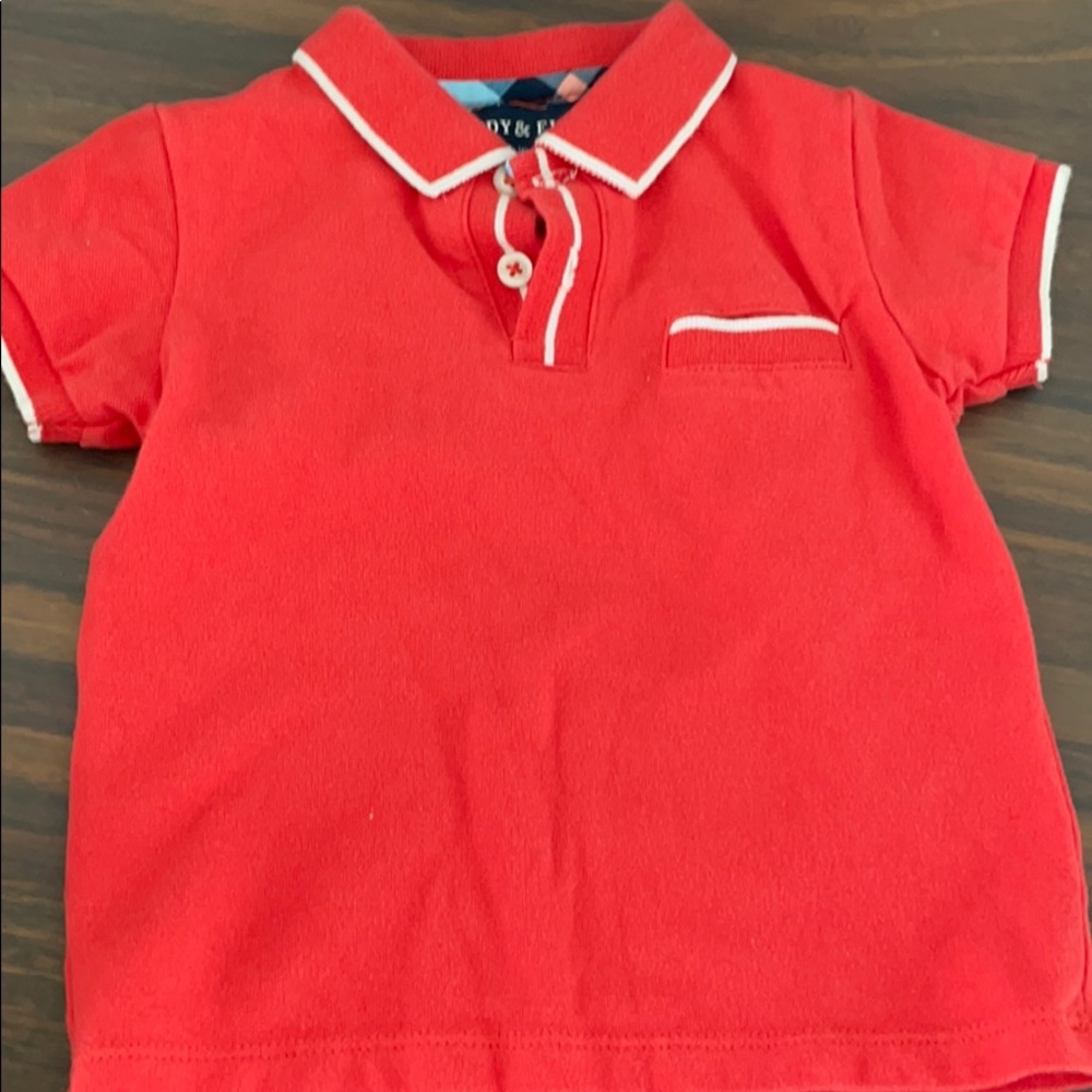 Andy & Evan red polo 6-9 months